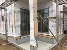 外壁下地　防水シート張り